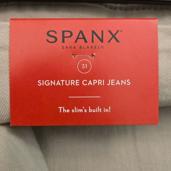 Spanx The Signature Capri Jeans Side Zip Shaping High Rise Shell Cream 31 NWT - Picture 9 of 14